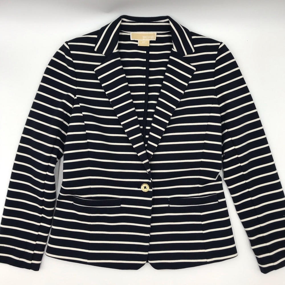 michael kors cotton blazer stripped size 2p